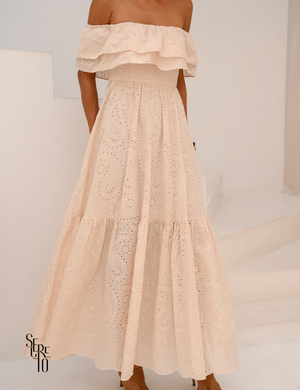 Vestido Longuete Laise Ombro a Ombro Alicia Areia