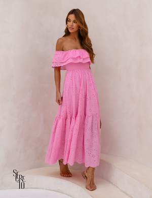 Vestido Longuete Laise Ombro a Ombro Alicia Rosa