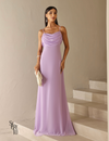 Vestido Longo Drapeado Busto e Costas Camila Lilás