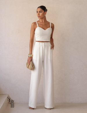 Conjunto Top Coração e Calça Alfaiataria Victoria Branco