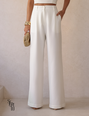 Conjunto Top Coração e Calça Alfaiataria Victoria Branco