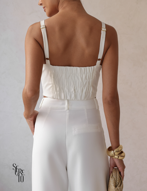 Conjunto Top Coração e Calça Alfaiataria Victoria Branco