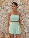 Cropped Decote Quadrado Linho Mahi Verde Menta