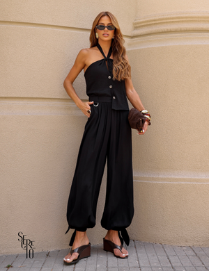 Conjunto Blusa e Calça Visco Veve Preto