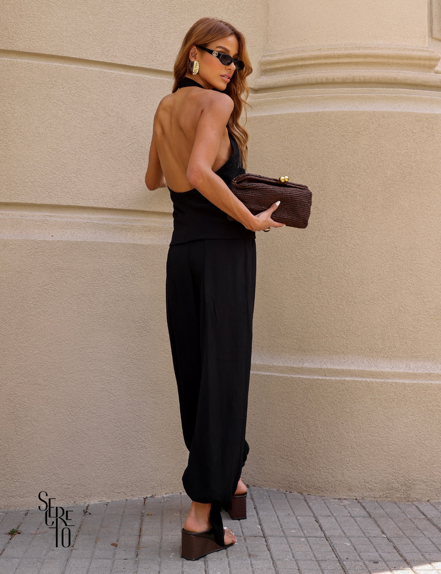 Conjunto Blusa e Calça Visco Veve Preto