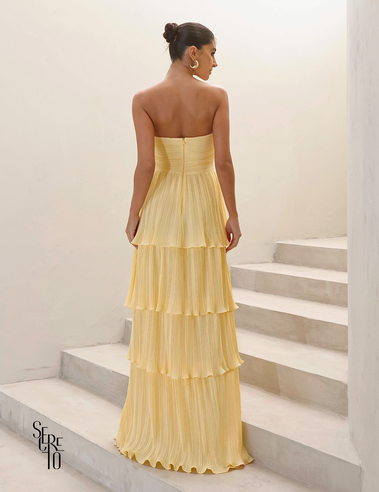 Vestido Longo TQC Plissado Camadas Lilla Camomila