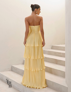 Vestido Longo TQC Plissado Camadas Lilla Camomila
