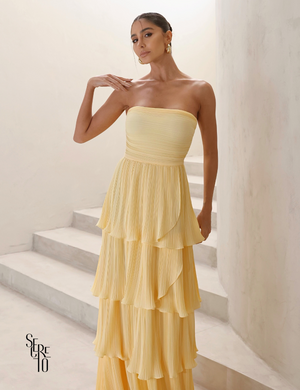 Vestido Longo TQC Plissado Camadas Lilla Camomila