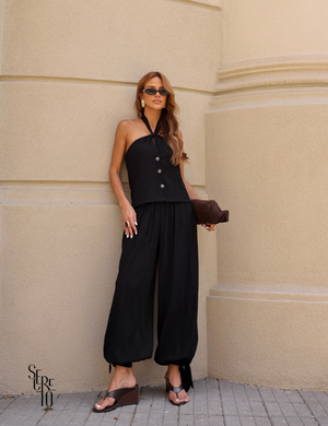 Conjunto Blusa e Calça Visco Veve Preto