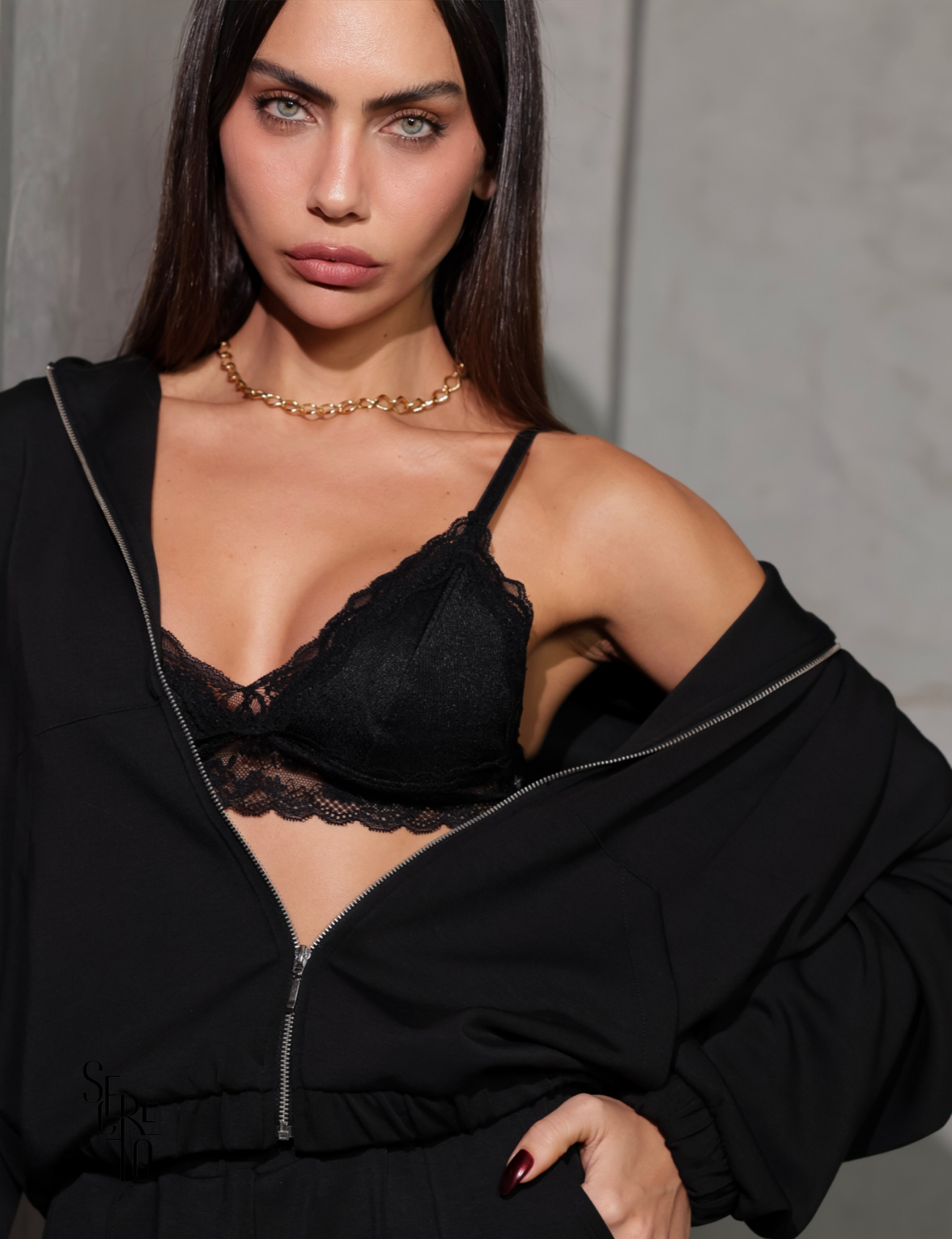 Conjunto Moletom Liso Raffa Preto