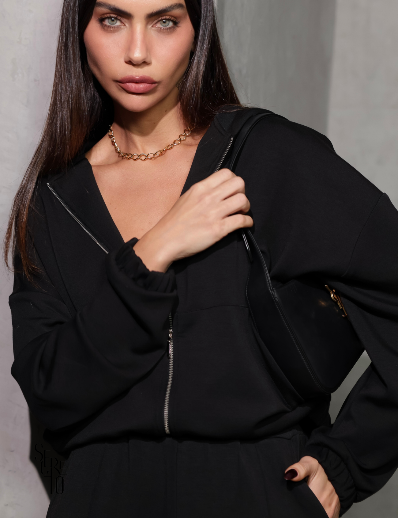 Conjunto Moletom Liso Raffa Preto