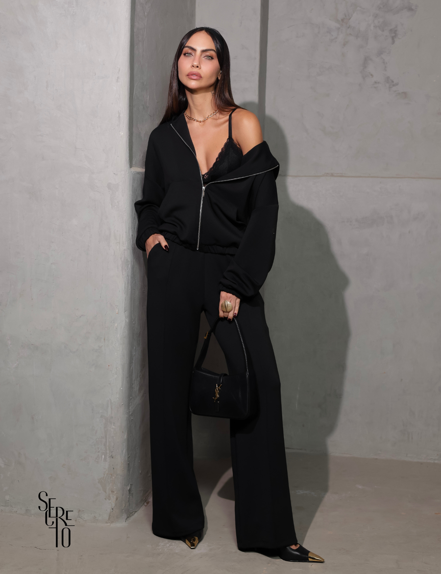 Conjunto Moletom Liso Raffa Preto