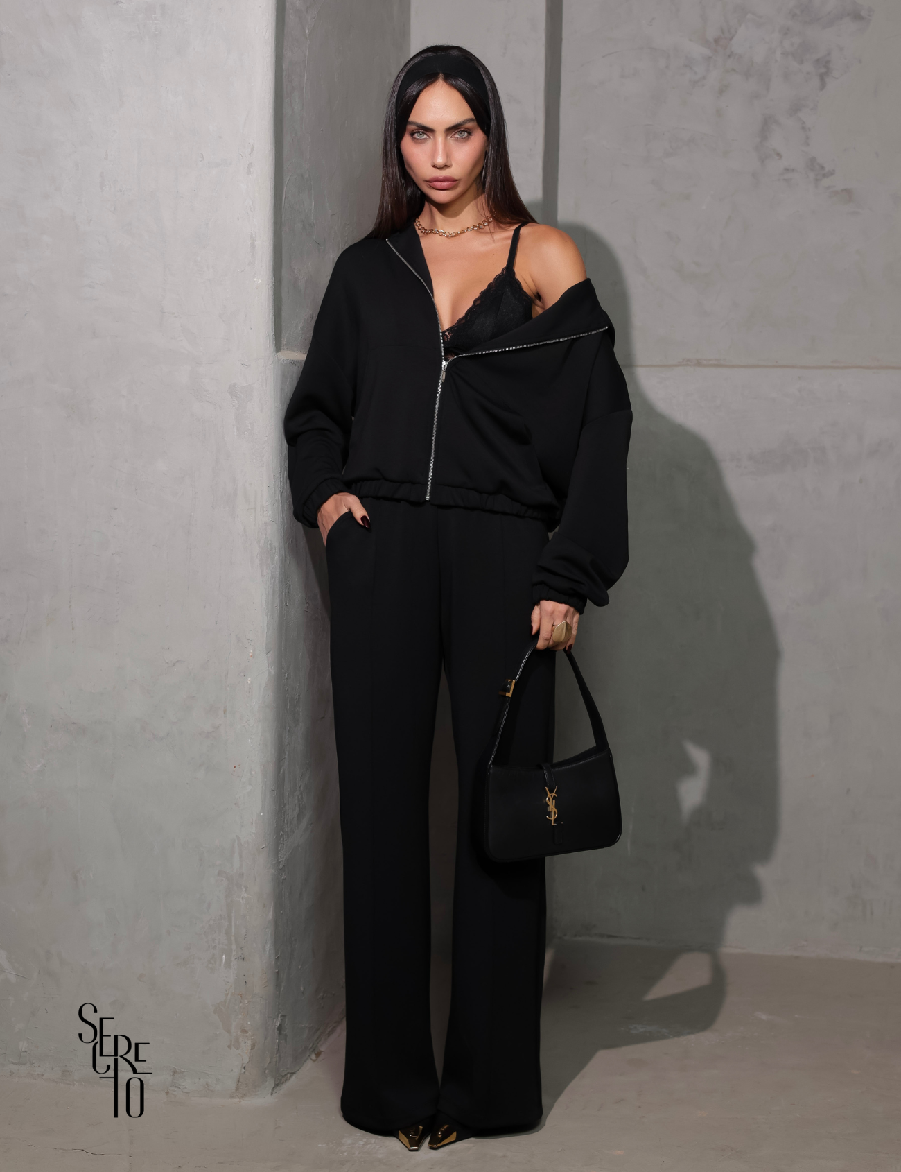 Conjunto Moletom Liso Raffa Preto