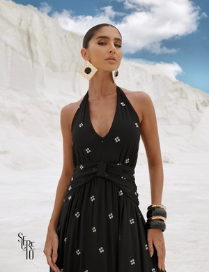 Vestido Longo Bordado Sofia Preto