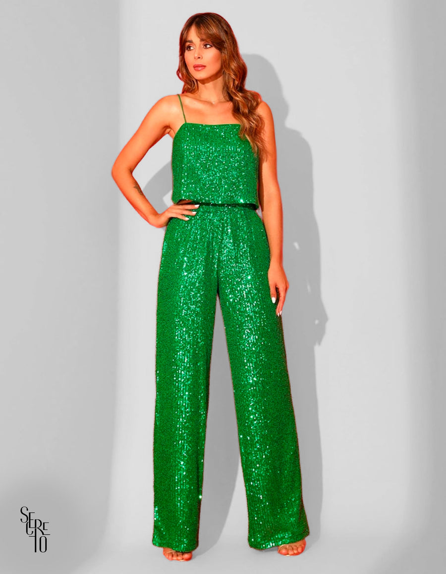 Calça Paetê Kimi Pantalona Verde