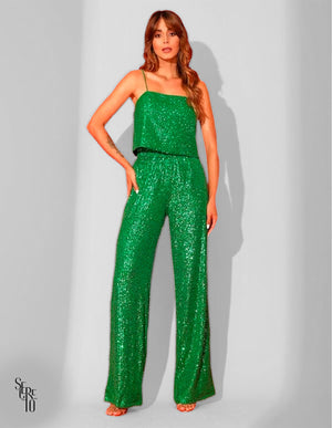 Calça Paetê Kimi Pantalona Verde