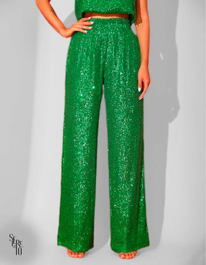 Calça Paetê Kimi Pantalona Verde