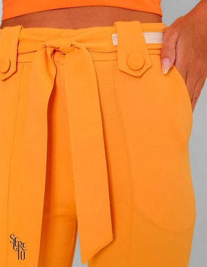 Calça Aline Alfaiataria Cinto Damasco