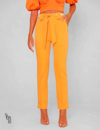 Calça Aline Alfaiataria Cinto Damasco
