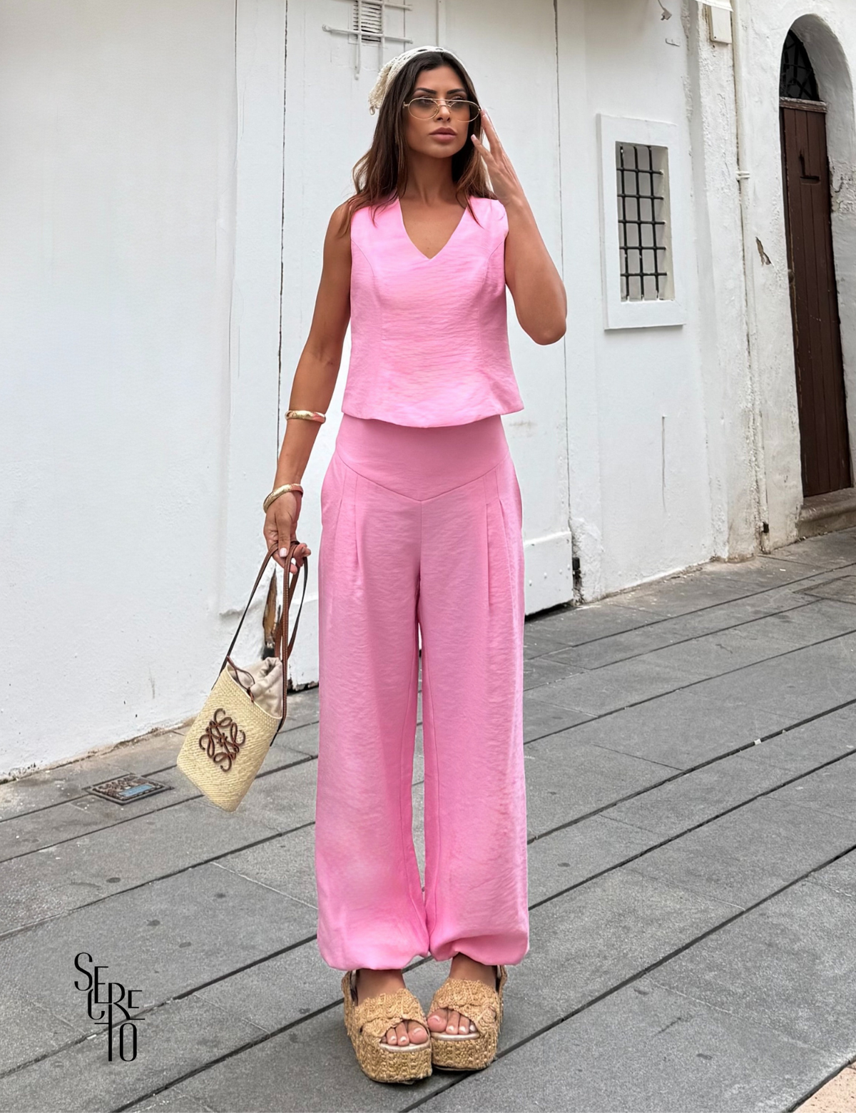 Conjunto Blusa Calça Alfaiataria Marant Juli Rosa