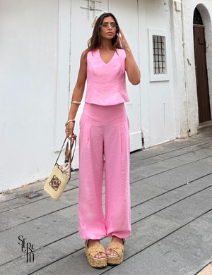 Conjunto Blusa Calça Alfaiataria Marant Juli Rosa