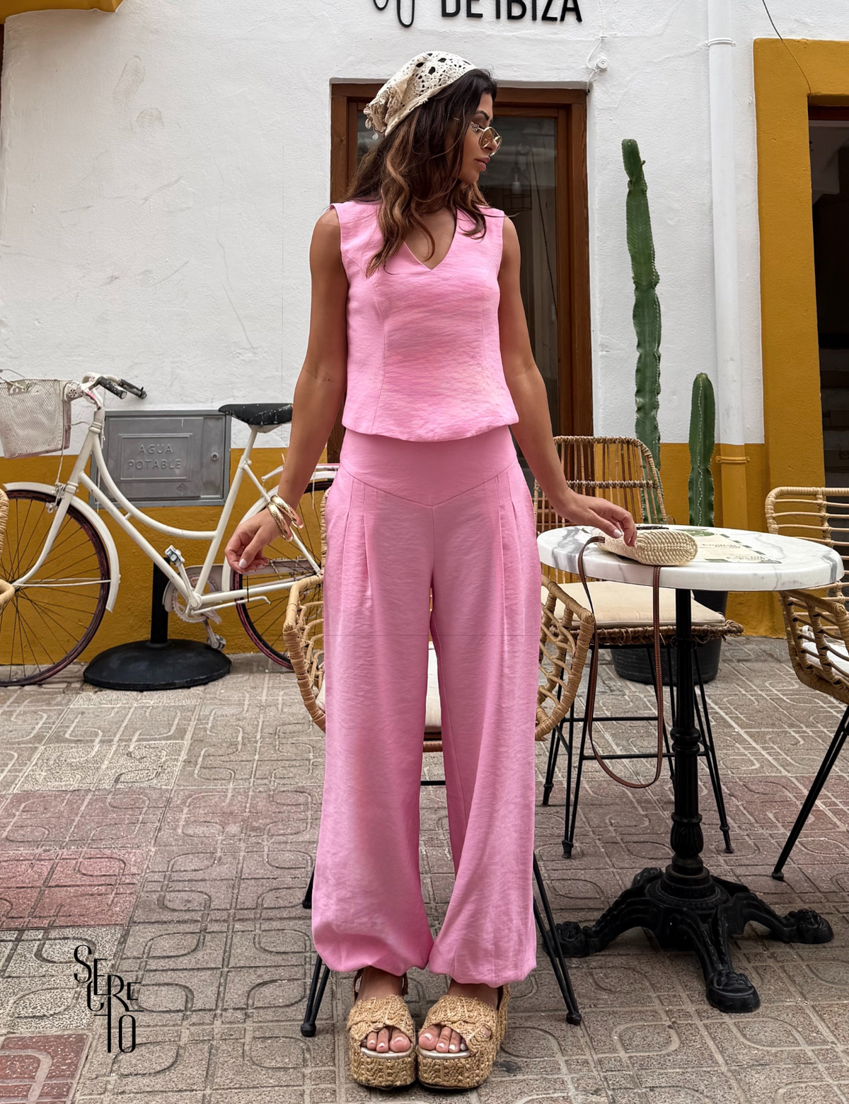 Conjunto Blusa Calça Alfaiataria Marant Juli Rosa