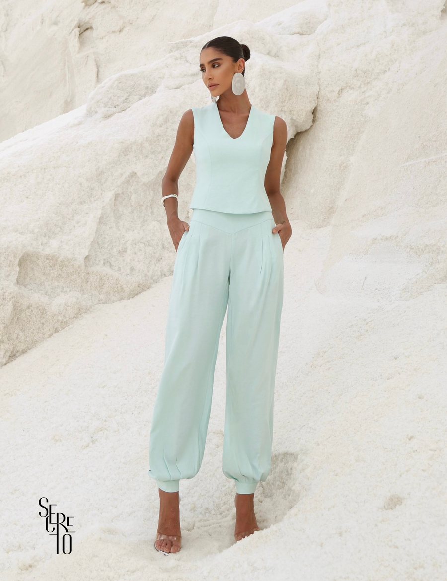 Conjunto Blusa Calça Alfaiataria Marant Juli Verde Menta