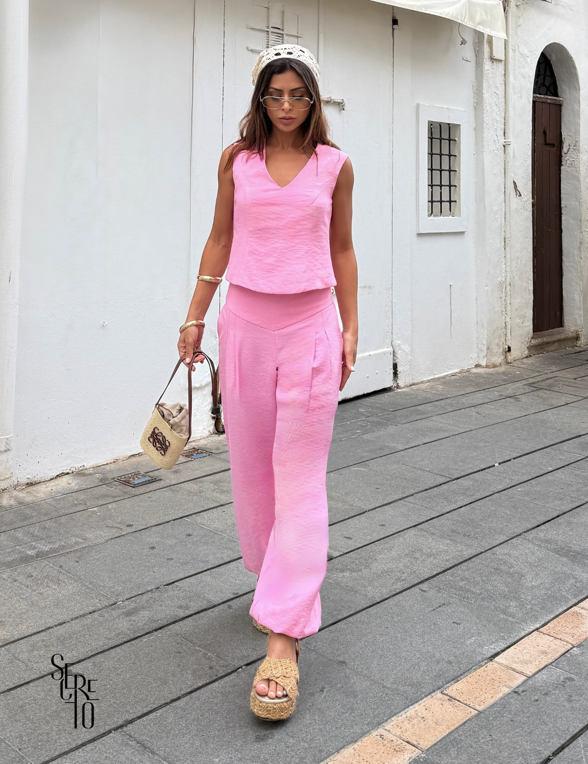 Conjunto Blusa Calça Alfaiataria Marant Juli Rosa