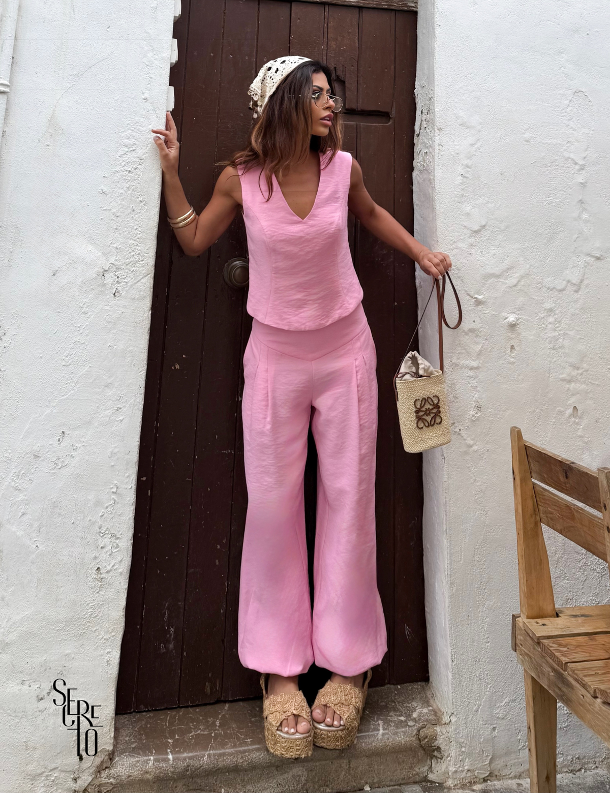 Conjunto Blusa Calça Alfaiataria Marant Juli Rosa