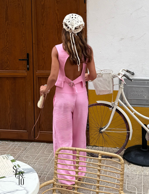 Conjunto Blusa Calça Alfaiataria Marant Juli Rosa