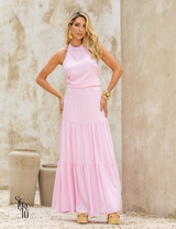Conjunto Blusa e Saia Longa Kathy Rosa