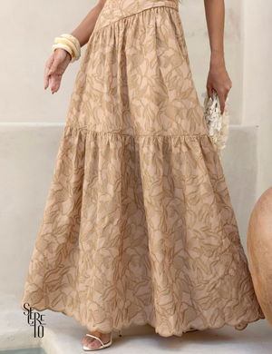 Vestido Longo Bordado Tomara que Caia Mari Doce de Leite