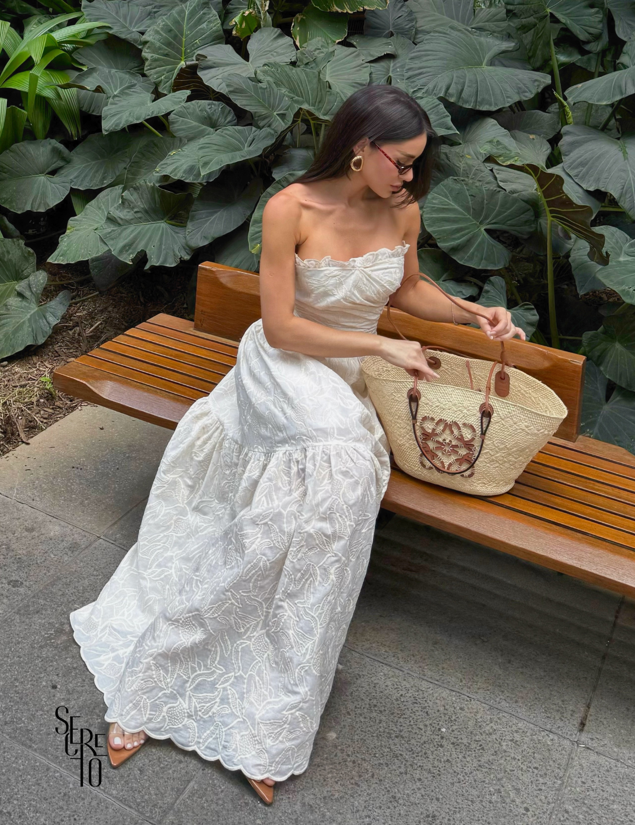 Vestido Longo Bordado Tomara que Caia Mari Off White
