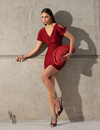 Vestido Curto Lurex Transpassado Adri Vermelho
