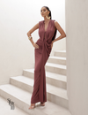Vestido Longo Drapeado Anie Rosa Seco