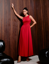 Vestido Longo Scuba Crepe Costa Aberta Gisele Vermelho