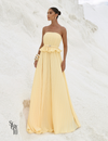 Vestido Longo Crepe Plissado Elisa Camomila