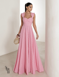 Vestido Longo em Laise com Babados Jessica Rosa