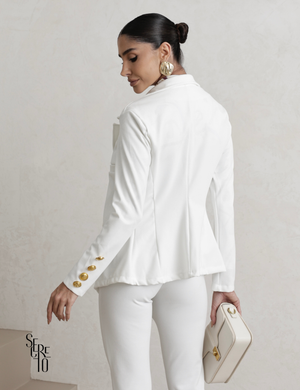 Conjunto Alfaiataria Botões Dourados Mari Branco