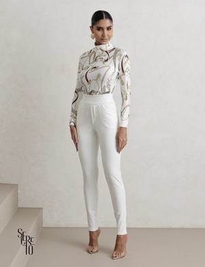 Conjunto Alfaiataria Botões Dourados Mari Branco