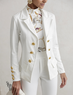 Conjunto Alfaiataria Botões Dourados Mari Branco