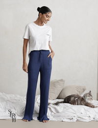 Conjunto Pijama Blusa e Calça Patty Azul Marinho