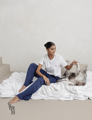 Conjunto Pijama Blusa e Calça Patty Azul Marinho