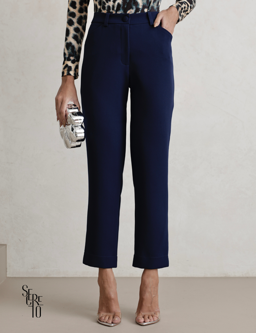 Calça Alfaiataria Feminina Bessa Azul Marinho