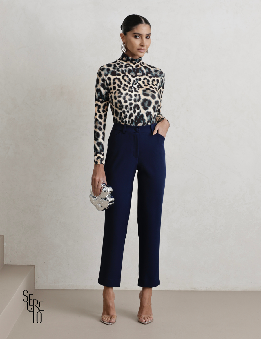 Calça Alfaiataria Feminina Bessa Azul Marinho