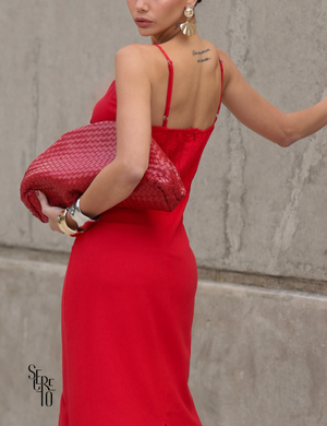 Vestido Midi de Linho Camila Vermelho