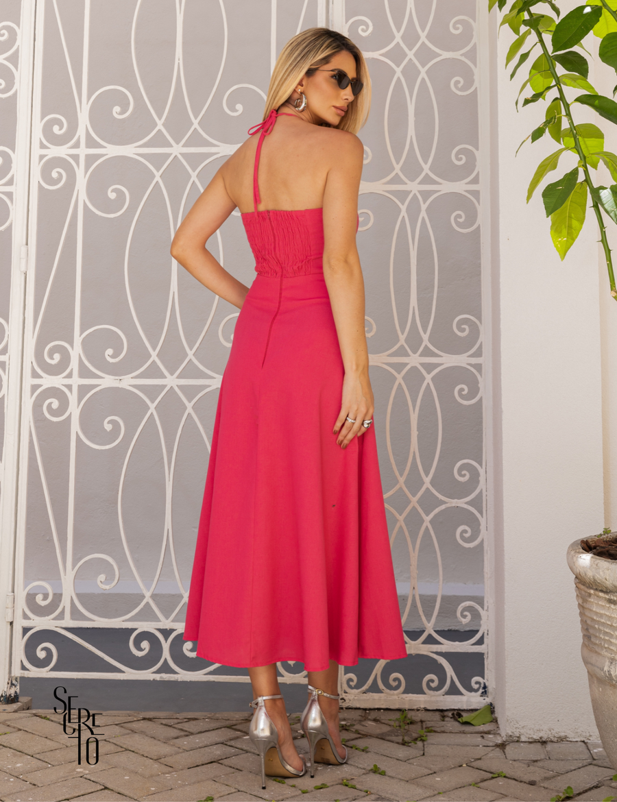Vestido Longo de Linho Anne Rosa