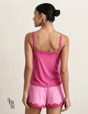 Conjunto Pijama Feminino Regata e Short Lina Rosa