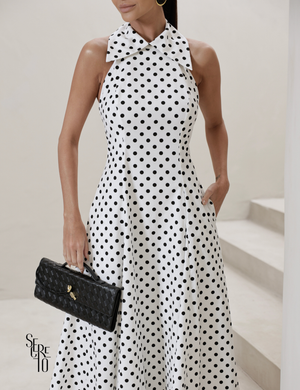 Vestido Midi Gola e Costas Aberta Laura Off White