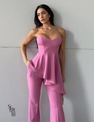 Conjunto Blusa Assimetrica e Calça Alfaiataria Lucia Rosa